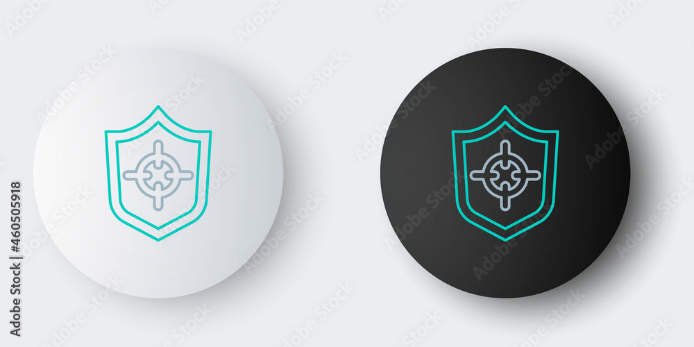 Line Shield icon isolated on grey background. Guard sign. Security, safety, protection, privacy concept. Colorful outline concept. Vector Line Shield icon isolated on grey background. Guard sign. Security, safety, protection, privacy concept. Colorful outline concept. Vector