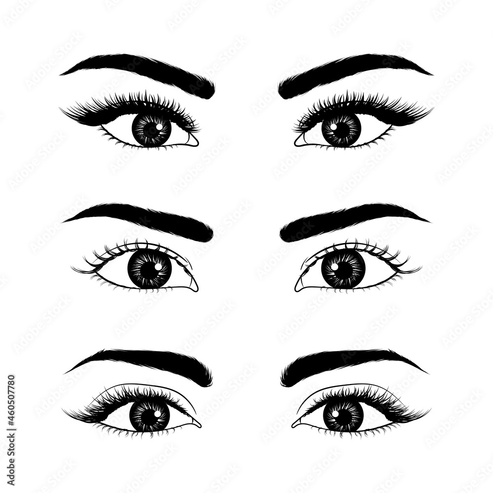 Set of hand drawn eyes