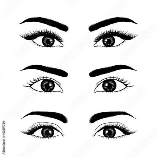 Set of hand drawn eyes
