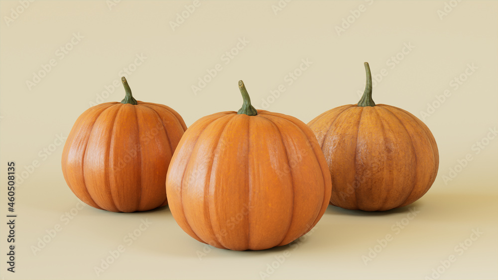 Three Pumpkins on a Cream colored background. Autumn themed Wallpaper. Three Pumpkins on a Cream colored background. Autumn themed Wallpaper.
