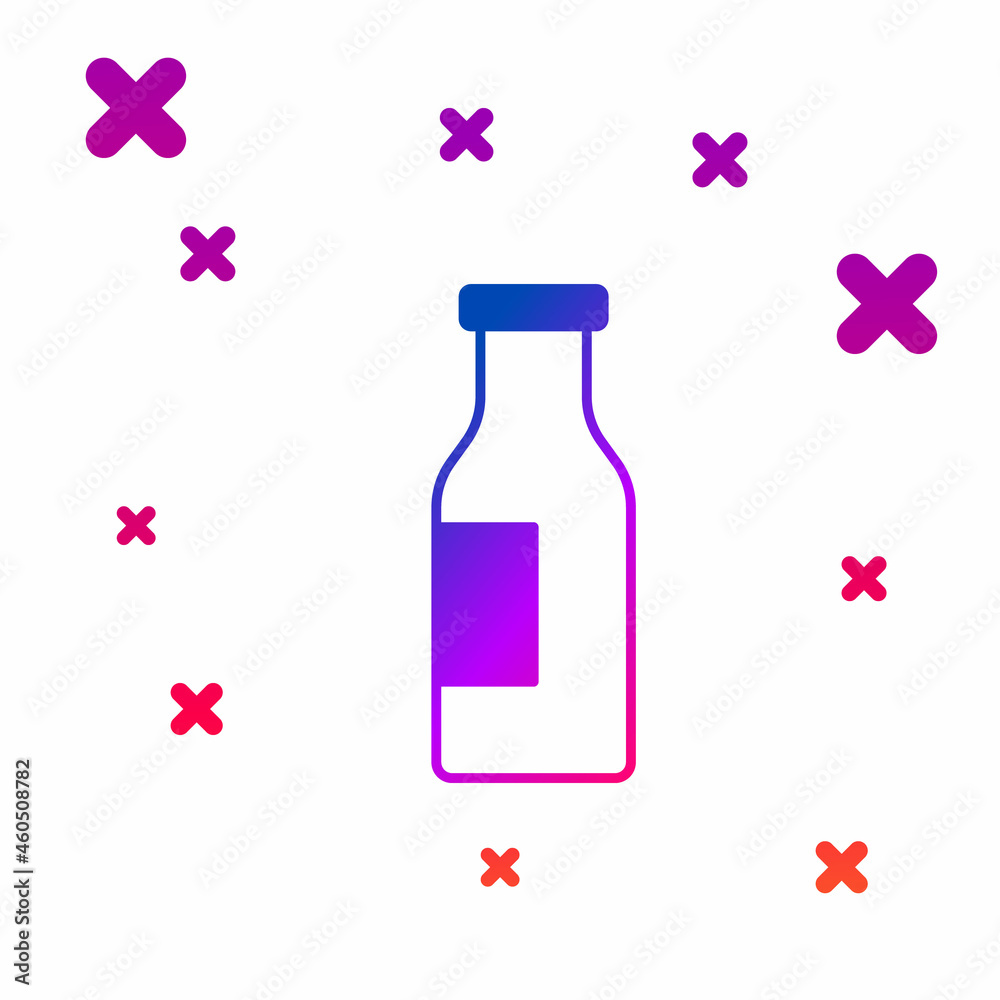 Color Closed glass bottle with milk icon isolated on white background. Gradient random dynamic shapes. Vector Color Closed glass bottle with milk icon isolated on white background. Gradient random dynamic shapes. Vector