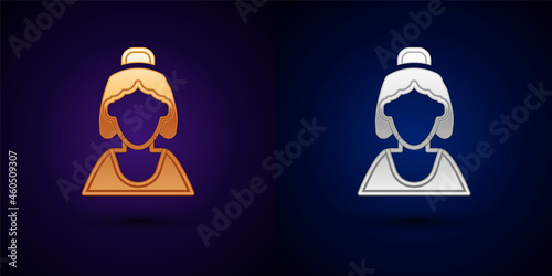 Gold and silver Consultant seller of a jewelry store icon isolated on black background. Vector