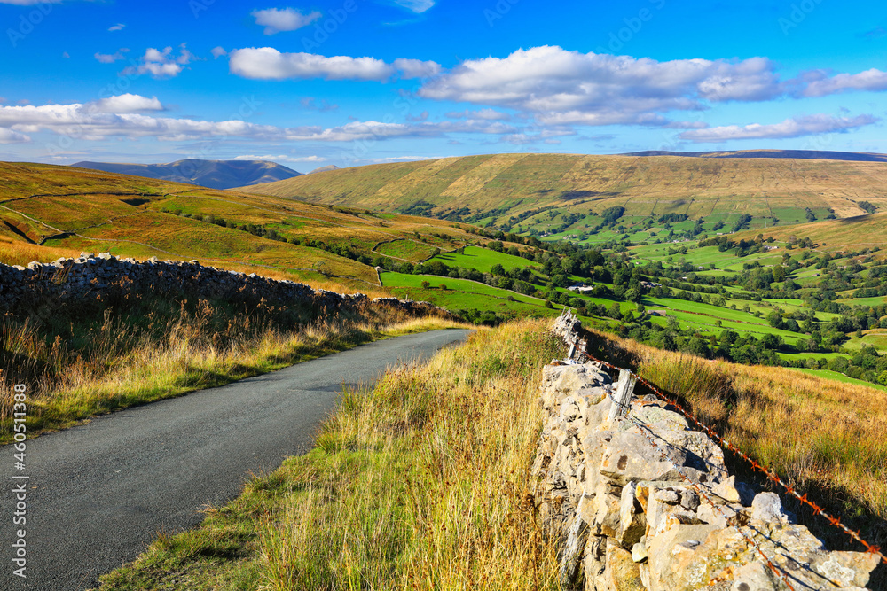 Landscape image of Deep dale looking towards Dent Dale, Yorkshire Dales National Park, England, UK.