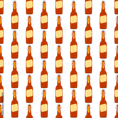 Illustration on theme seamless beer glass bottles with lid for brewery
