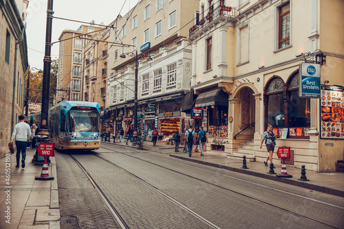 Istanbul, november 5, 2019: Modern turkish overground metro train or tram