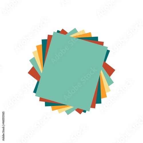 Origami colorful paper. Stack of colored paper. Vector illustration. Stack of Notepad. Top view paper.