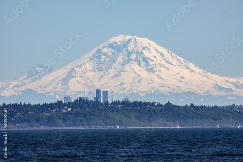 Mount Rainier with Seattle and Puget Sound 