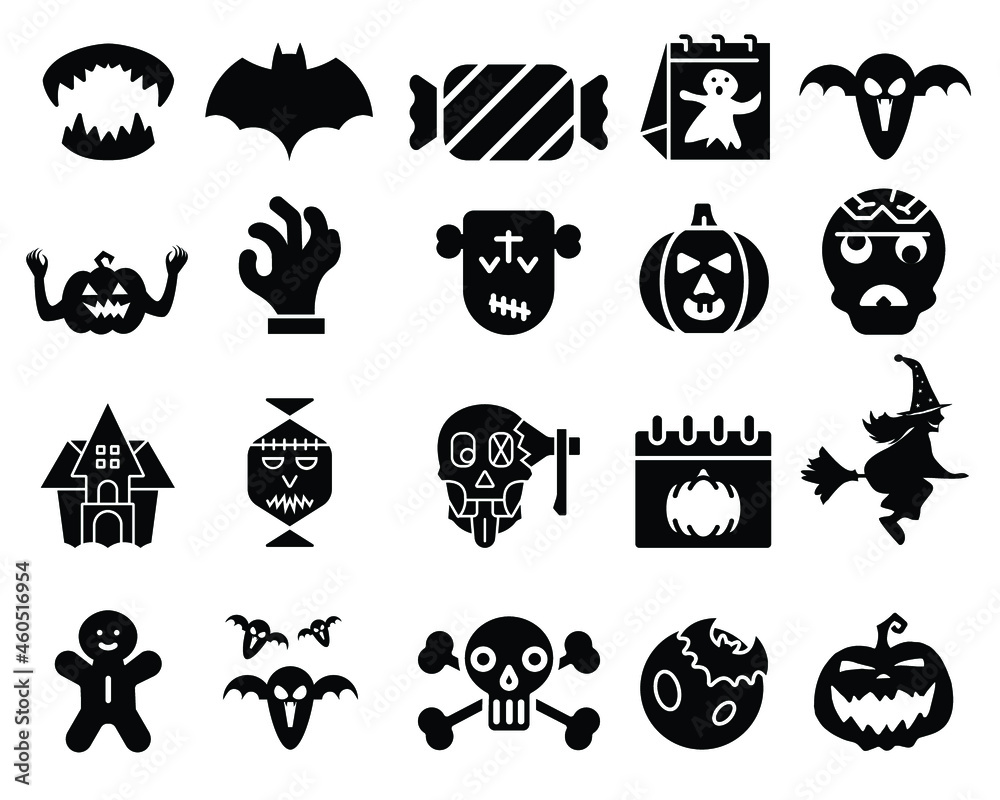 Obraz premium Halloween Icons. Monoline concept The icons were create perfect grid providing a clean and crisp appearance. Adjustable stroke weight. 