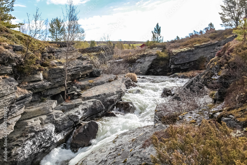 waterfall in the mountains Rondane, Norway waterfall in the mountains Rondane, Norway