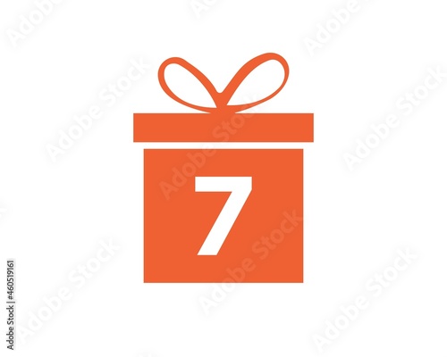 Letter 7 Gift Box Shape Logo. Colorful Gift Logo Template On 7 Letter. Giftbox Package Store, Shop Icon Design