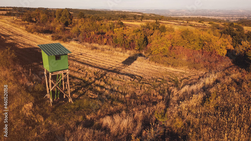 Photography Hunting lookout in the hunting wilderness area, high angle view