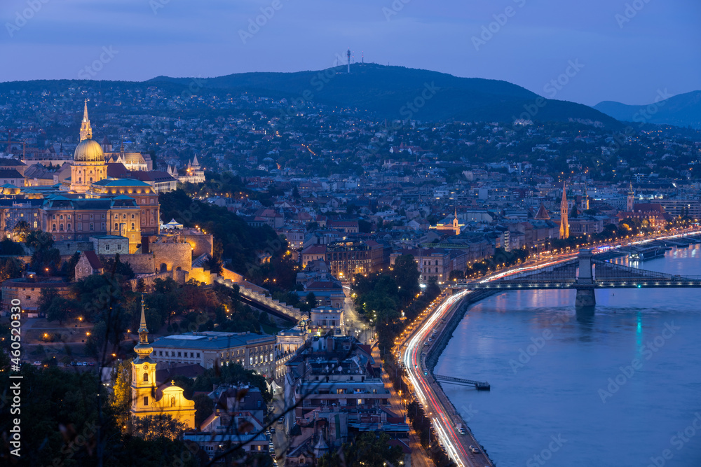 view on Budapest city at dusk in Hungary
