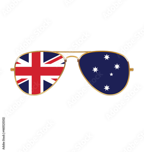cool gold aviator sunglasses with australian flag