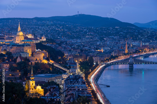 view on Budapest city at dusk in Hungary