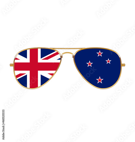 cool gold aviator sunglasses with new zealand flag