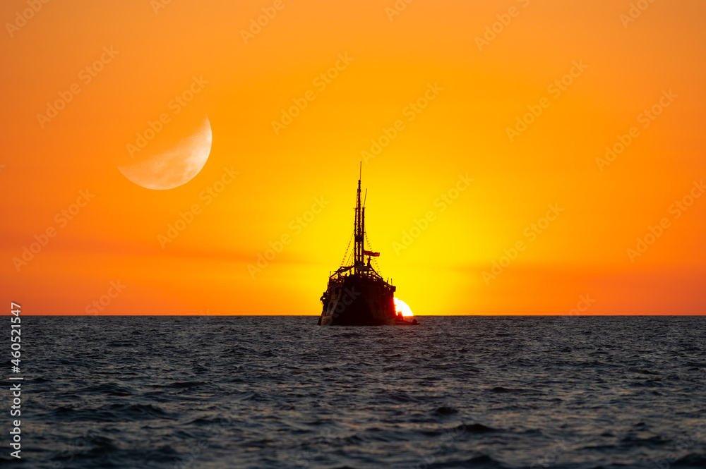 Ship Sunset Fantasy