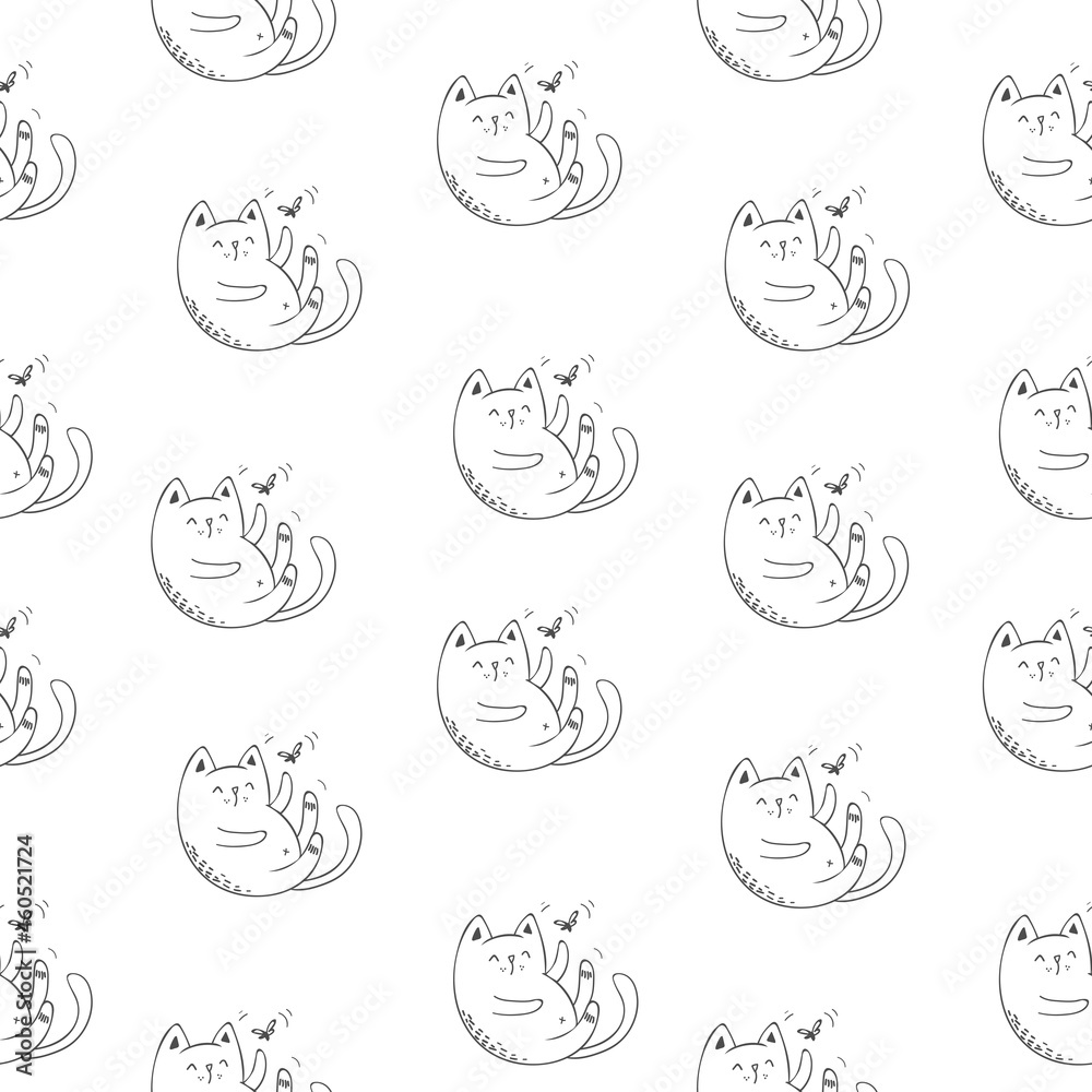 Funny cats seamless pattern, vector illustration EPS10.