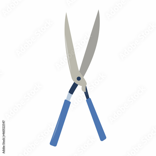 Gardening scissors for trimming. Garden farm tool. Flat vector illustration.