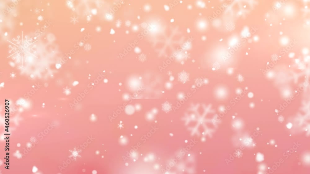 Digital animation of snow falling against multiple snowflakes icons on pink background Digital animation of snow falling against multiple snowflakes icons on pink background