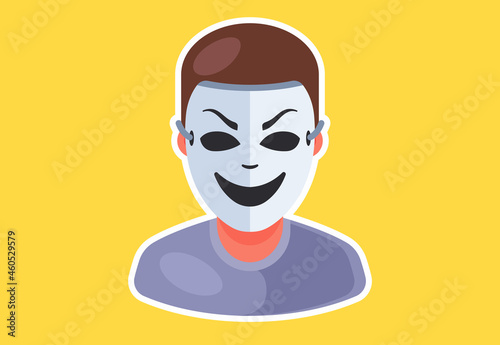 masked man icon. rip off a person. Flat character vector illustration.