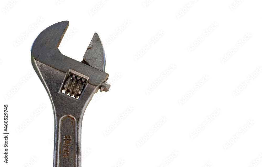 Adjustable Wrench White Background Close Adjustable Wrench Adjustable Wrench White Background Close Adjustable Wrench