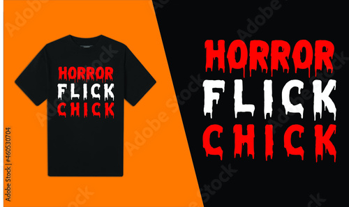 Horror Flick Chick Halloween T-Shirt Design 