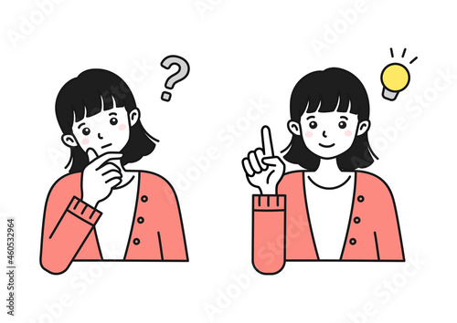 考える・ひらめく女性のイラスト