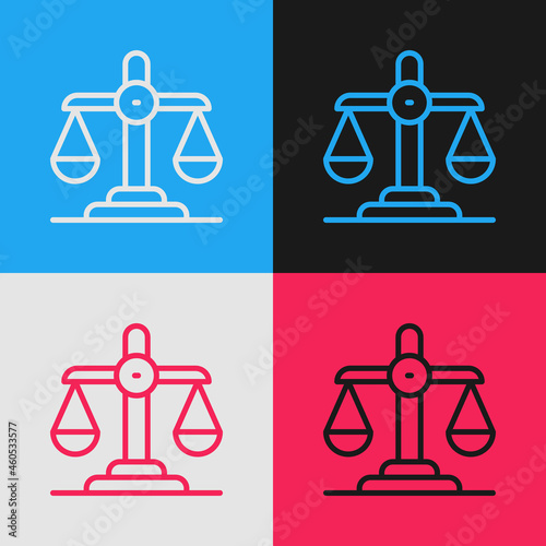 Pop art line Gender equality icon isolated on color background. Equal pay and opportunity business concept. Vector