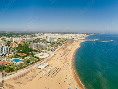 Aerial beach view of Vilamoura and Praia de Falesia, Algarve, Portugal © Martin Valigursky