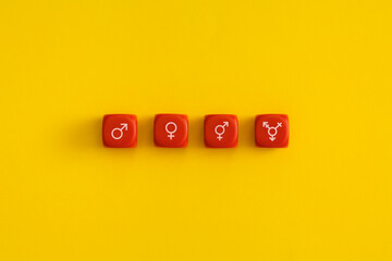 Gender and sexual identity on a red cubes