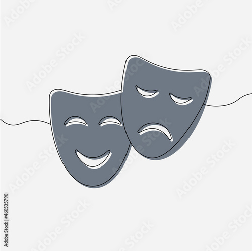 Theater mask symbols vector, sad and happy concept. Comedy and tragedy masks.