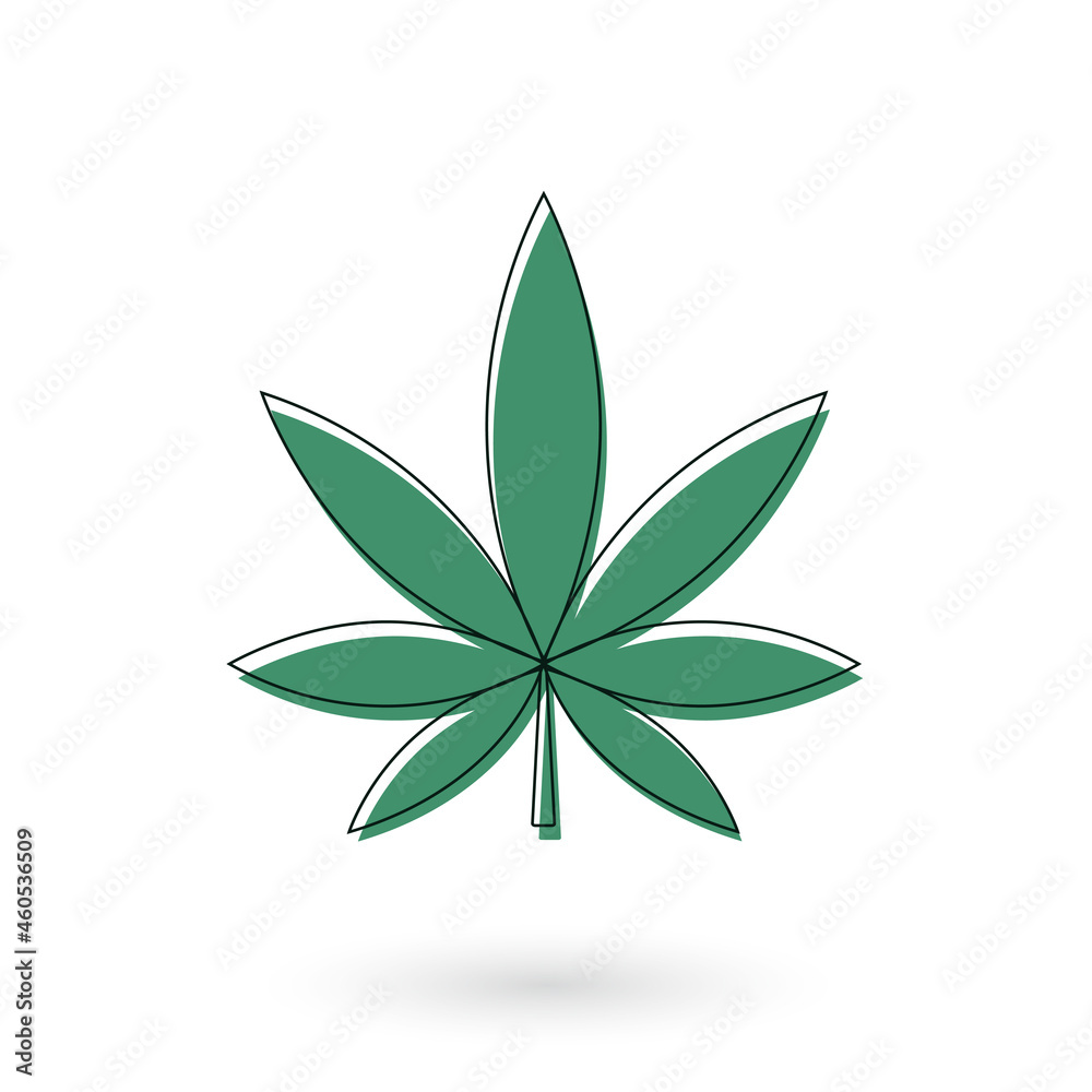 Decorative hand drawn canabis leaf, design element. Cannabis leaf. Can be used for cards, invitations, banners, posters, print design. Continuous line art style. Decorative hand drawn canabis leaf, design element. Cannabis leaf. Can be used for cards, invitations, banners, posters, print design. Continuous line art style.