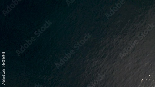 Aerial (camera down) front to back view, Fishing Ship, Morning, Calm, Sunrise, Russia, Primorski Krai, Vladivostok, Zarubino photo