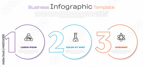 Set line Ozone, Test tube and Atom. Business infographic template. Vector