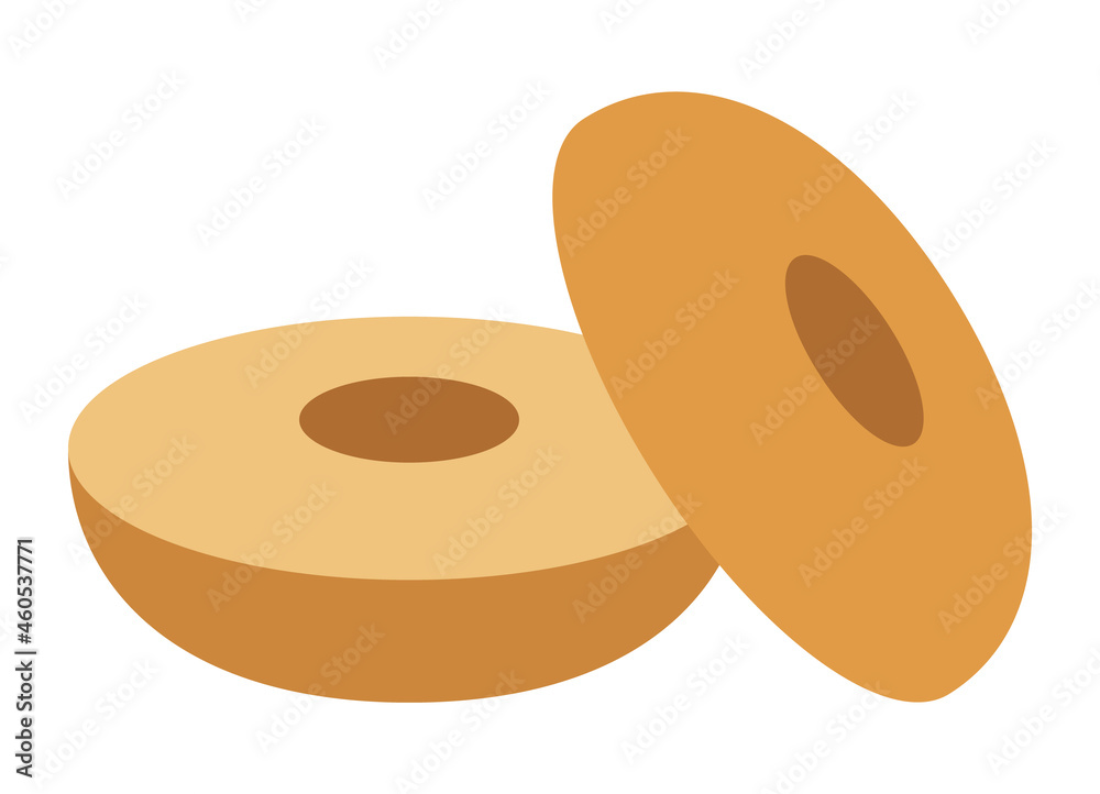 Obraz premium Bagel sliced in half flat vector color icon for food apps and websites
