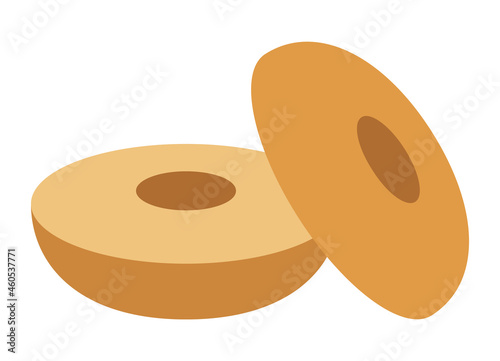 Bagel sliced in half flat vector color icon for food apps and websites