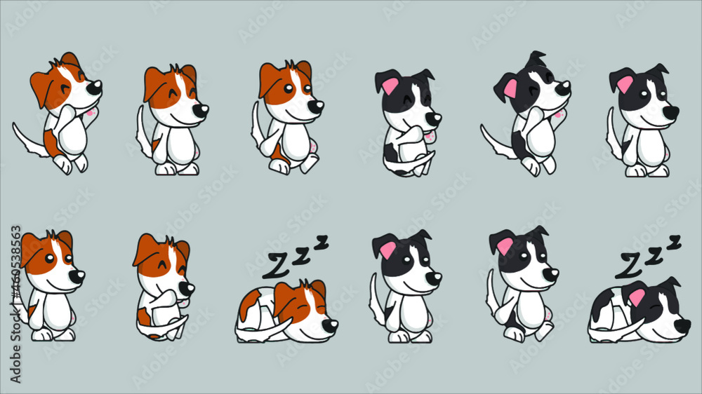 Obraz premium Different types of vector cartoon dogs for design.