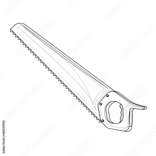 Vector realism of a stylized saw on a white background. EPS 10. Concept. Cartoon