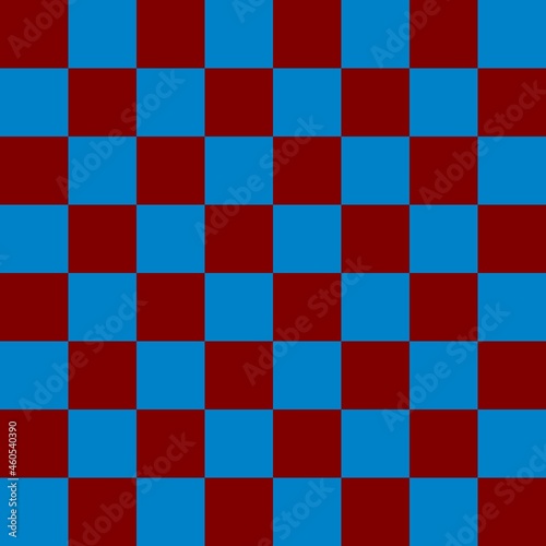 Checkerboard 8 by 8. Blue and Maroon colors of checkerboard. Chessboard, checkerboard texture. Squares pattern. Background.