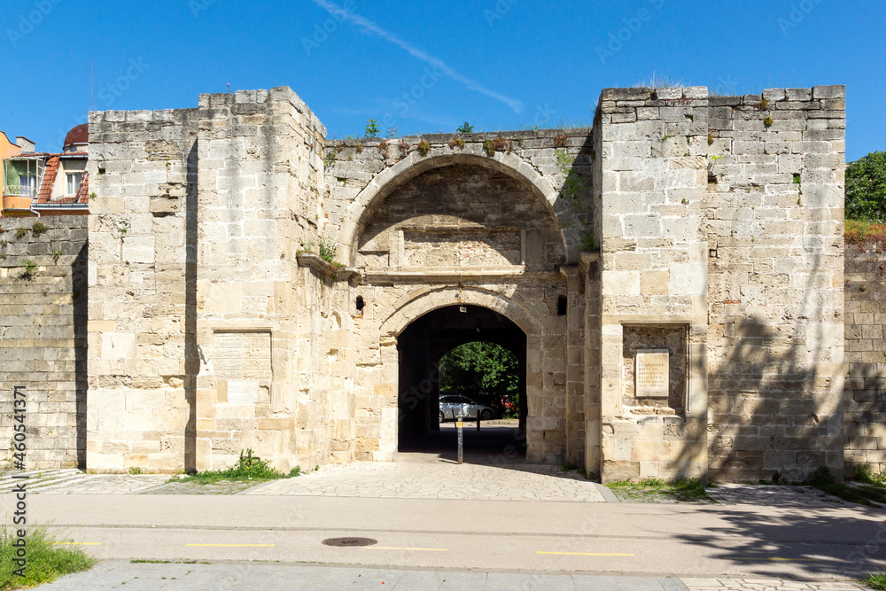 Market gate at ruins of medieval fortification in town of Vidin, Bulgaria