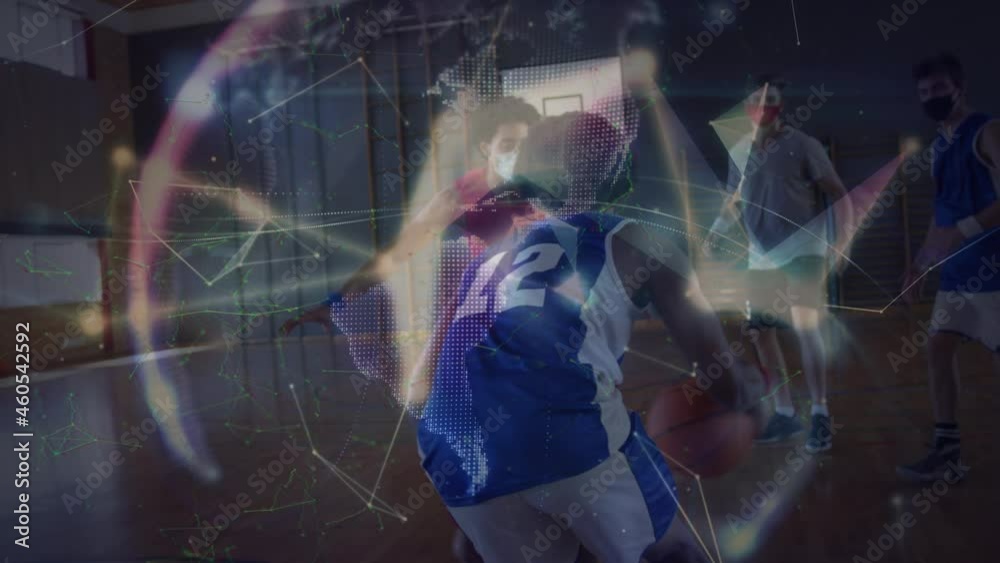 Animation of network of connections over diverse group of male basketball players