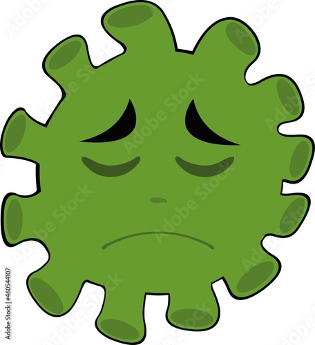 Vector emoticon illustration of a cartoon bacteria, virus or microbe with a sad expression