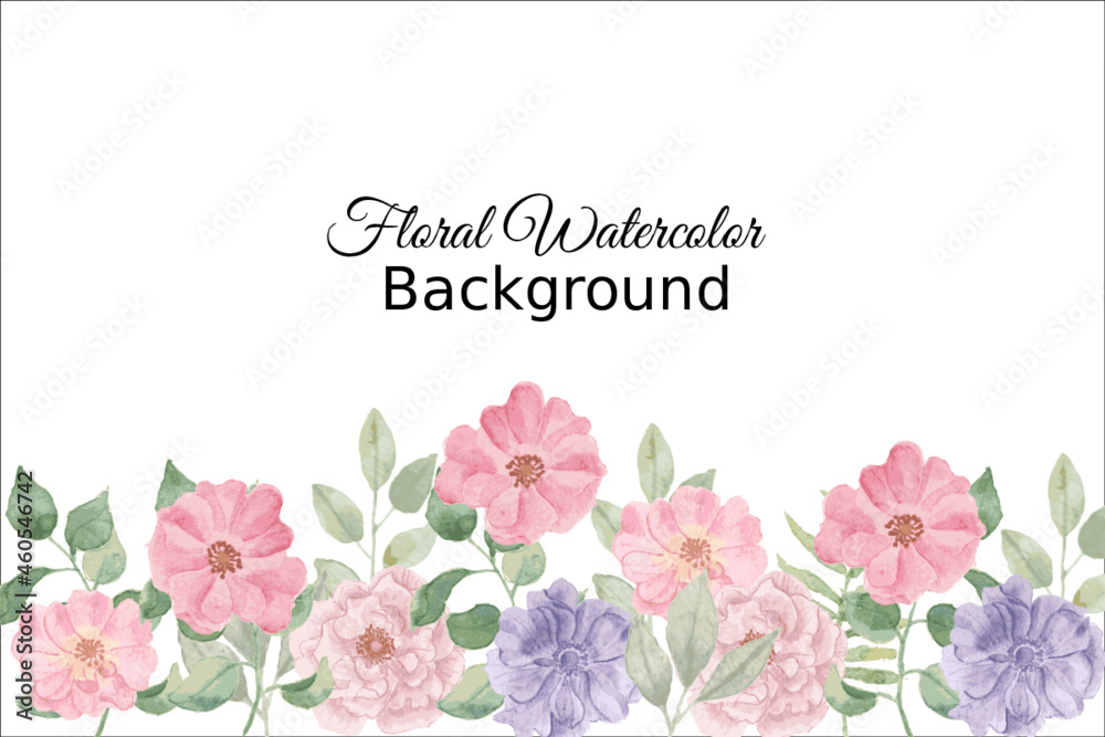 rose and anemone watercolor flower background rose and anemone watercolor flower background