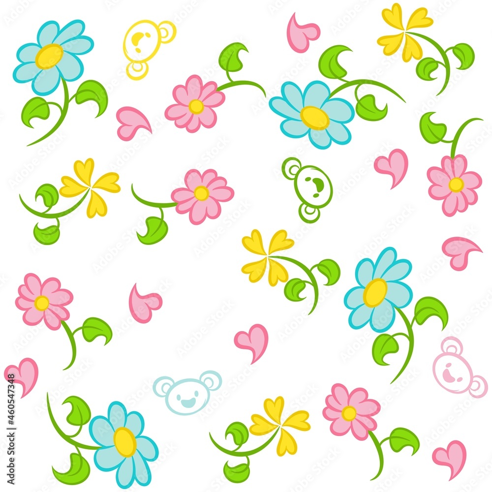 flowers pattern with leaves and background spring and winter design flowers pattern with leaves and background spring and winter design