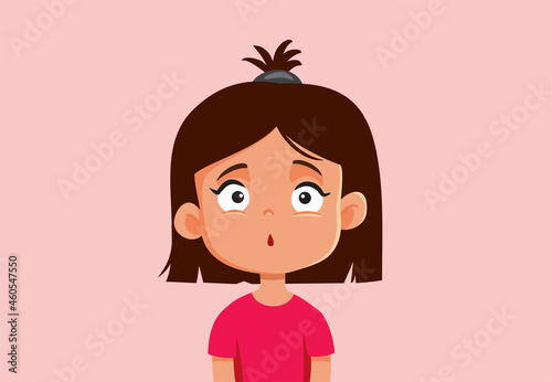 Surprised Little Girl Vector Cartoon Illustration