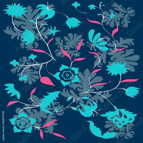 flowers pattern with leaves and background spring and winter design