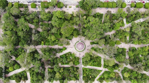 Aerial View of Geometric Garden Layout