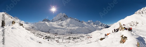 Beautiful Panorama of Ama Dablam and Dingboche photo