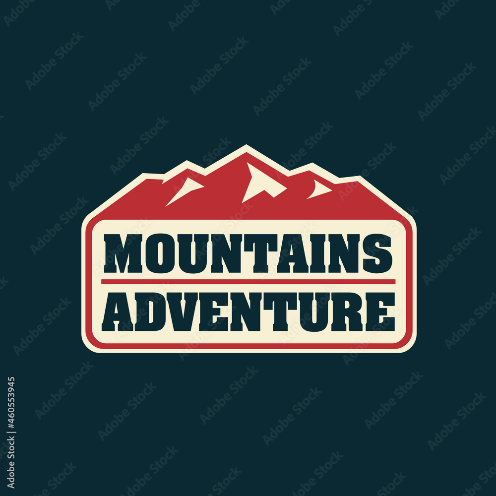 Mountain adventure badge emblem logo design concept