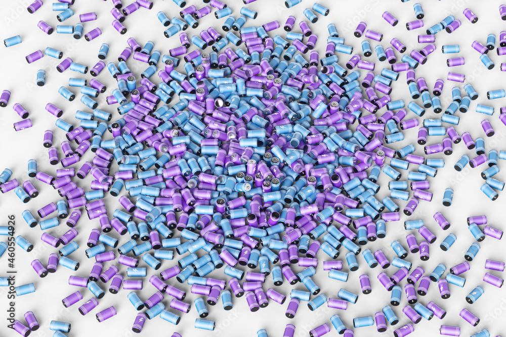 Large group of batteries on a white background. 3d render illustration. Large group of batteries on a white background. 3d render illustration.
